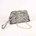 Zincir Askılı Çanta Zebra Desenli