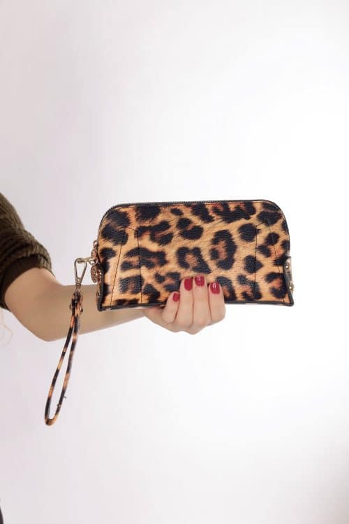 El Çantası Orta Boy Telefon Çantası Leopar Desen - Görsel 3