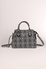 Kadın Uzun Askılı 3 Bölmeli Gold Aksesuarlı Omuz Ve El Çantası Kilim Desen