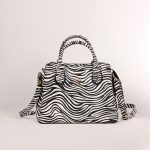 Kadın Uzun Askılı 3 Bölmeli Gold Aksesuarlı Omuz Ve El Çantası Zebra Desen